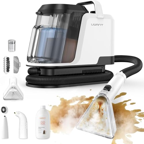 Uwant Y100 Steam 3-in-1 Carpet Spot Cleaner, 18Kpa 1750W 100℃ Steam/65℃ Hot/Cold Modes, Handheld Upholstery Cleaner Machine for Spills/Pet Messes/Sofa/Car/Stairs, Self-Cleaning Function Dual 1.2L Tank