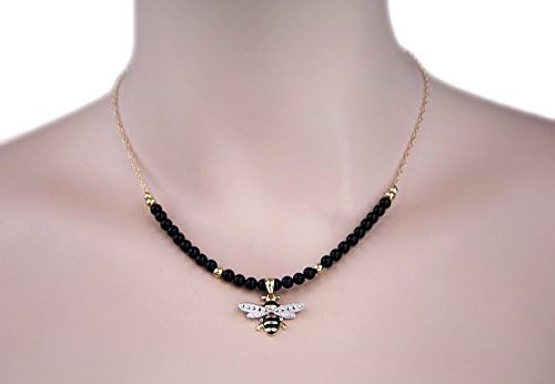 Gold Bee Necklace,Honey Bee Necklace, Gold Coral Necklace, Black Coral Necklace, LLD Jewelry