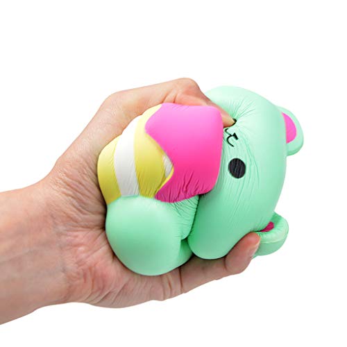 Mikilon Squishies Sitting Bear Kawaii Soft Slow Rising Scented Animal Squishies Stress Relief Kids Toys Gift Collection Decorative Props (Green)