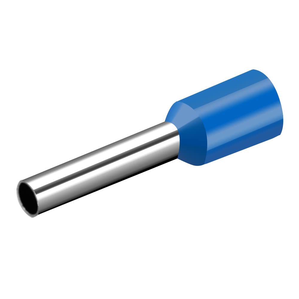 Heschen 1000PCS Cord End Terminals E2512, AWG 14 (2.5mm²) Insulated Wire Ferrules, Copper Crimp Connectors for Electrical Wiring Vinyl Insulated (Blue)