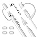 Qoosea Compatible with Apple Pencil Replacement Cap Holder/Nib Cover/Charging Cable Adapter Tether/Pencil Pen Clip/Silicone Rings Compatible with Apple Pencil Accessories Kit (9 in a Pack)