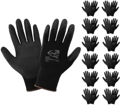 Global Glove PUG-17 Lightweight Polyurethane Dipped Work Gloves, Anti-Static/Electrostatic Compliant with Secure Grip, Bare Hand Sensitivity, Black, 12 Pairs, Medium (Pack of 12) Image