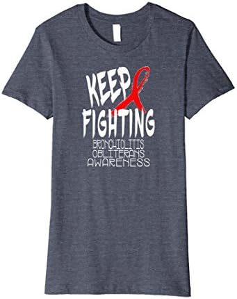 Womens Keep Fighting BRONCHIOLITIS OBLITERANS PREMIUM Shirt Large Heather Blue