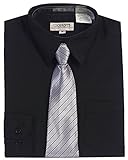 Gioberti Big Boy's Long Sleeve Dress Shirt + Stripe Clip Tie