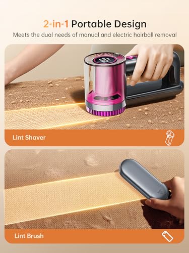 DRFLASH 2-in-1 Fabric Shaver Rechargeable - 3 Speeds Lint Remover with Digital LED Display & Type-C Fast Charging Port, Electric Sweater Defuzzer for Clothes, Furniture, Couch, Blanket