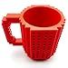 Build-on Brick coffee Mug (Red) - Coffee mug +2 box bricks, BPA-free Coffee Mug Lego Style Puzzle Mugs, Building Blocks Water Bottle Tea Cup, Plastic Mug for Coffee Tea Beverage Drinking