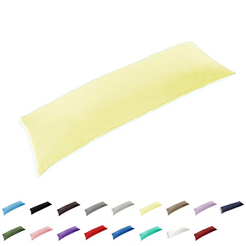 Gyulin 100% Cotton 300 Thread Count Envelope Style 4.6ft Body Pillow Cover Pillowcase Pillow Protector Cushion Cover Non Zippered Only Cover No Insert 20" x 54" /51cm X 137cm Ivory Yellow — image 1