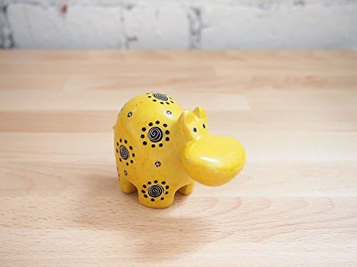 Handcrafted African Yellow Soapstone Hippo Sculpture Made in Kenya, Assorted Patterns