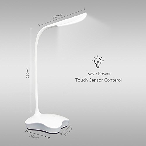 LED Desk Lamp, XIAOKOA Eye-caring Flexible Table Lamps, Dimmable Office Reading Lamp with USB Charging Port, Touch Control, with Night Light and 3 levels brightness, Twistable Tube,14LED Table Lamp - Thumbnail 5