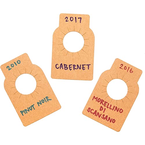 300 Pack Kraft Wine Bottle Tags for Cellar Collection, Disposable Brown