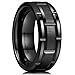 King Will Classic Mens 8mm Black Plated Tungsten Carbide Wedding Band Brick Pattern Brushed Finish