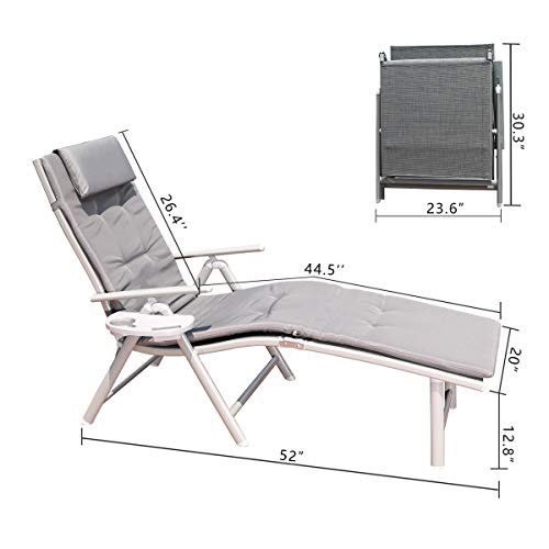 GOLDSUN Aluminum Outdoor Folding Reclining Adjustable Chaise Lounge