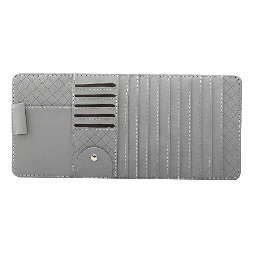 idain Car Sun Visor CD Holder Storage Case Car Sun Visor Organizer Storage Pouch Bag,10 CD Slots,5 Card Case,1 Pen Holder and 1 Glasses Holder(Gray)