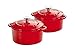 Lodge Enameled Cast Iron Mini Round Cocottes, Red, Set of 2