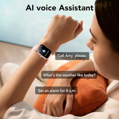 Smart Watch Women Men, 1.85 Inch HD Smartwatch with Al-Voice and Calls, WhatsApp Notifications, Smart Watch with Pedometer/Heart Rate Monitor/Sleep Monitor, 115+ Sports Modes, IP68 Waterproof Pink