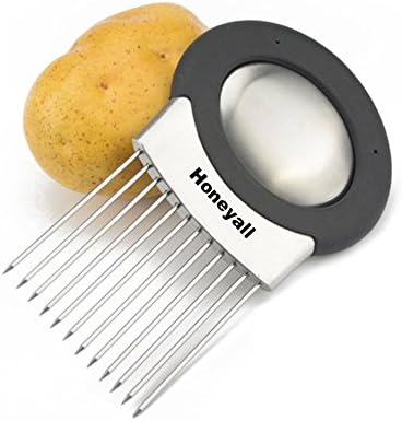 Honeyall Holder Ordor Remover Onion Holders with Slicing Guide Stainless Steel Prongs For Slicing, Cutting