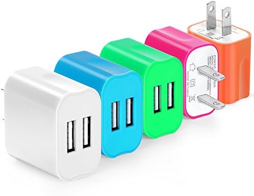 USB Wall Charger, Boxeroo 2A/5V Universal Portable Travel Adapter High Speed Dual 2-Port for iPhone, iPad, Samsung, HTC, LG,iPod,Nokia [5 PACK]