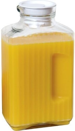 64 Ounce - Clear Glass Bistro Pitcher with White Stopper Lid