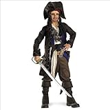 Disguise Disney Pirates of The Caribbean Captain Jack Sparrow Prestige Premium Boys Costume, X-Large/14-16
