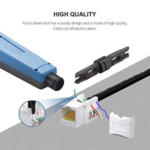 Punch Down Tool with 110 Blade & extra Wire Stripper, Multi-function Hook Tool, for cat6a/cat6/cat5e/cat5 Network Cable