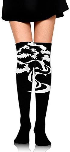 WRE8577 Women's Knee High Compression Thigh High Socks Bonsai Tree For Baseball Sport Long Stockings