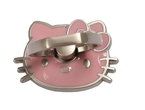 Phone Ring - Metal Hello Kitty Cat V3 - 360 Degree Rotation Full Metal Universal Ring Grip/Stand Holder for Any Smartphones and Device with Base Mounts (Pink)