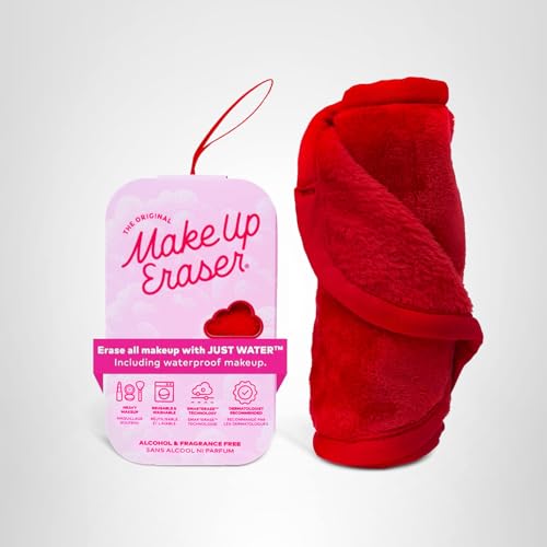 The Original MakeUp Eraser PRO, Effortlessly Remove All Makeup Using Only Water, Including Waterproof Mascara, Eyeliner, Foundation, Lipstick, Sunscreen,and More! Love Red, 1ct.