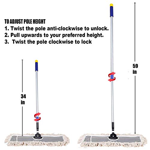 image for SQLEAN SQCLEAN Premium 24-inch Industrial Class Cotton Wide Dust Mop H
