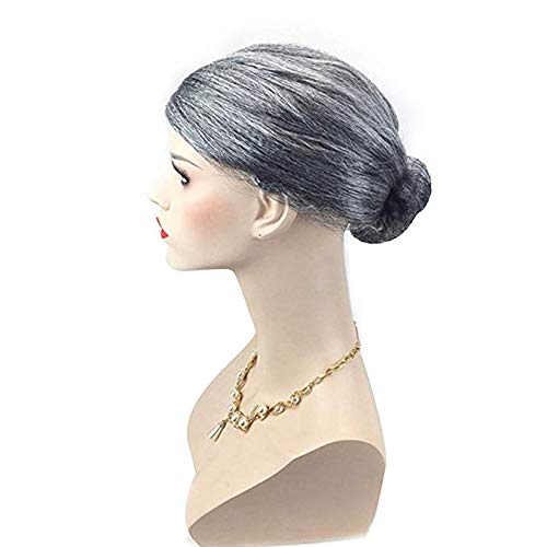 HAKACC Grau Großmutter Perücke, Oma Perücke Verkleidung Party Karneval Kostüm Accessoire
