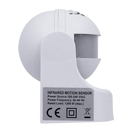 COOLWEST Security Automatic PIR Motion Sensor Adjustable Human Body Infrared Switch,Max 800W IP44