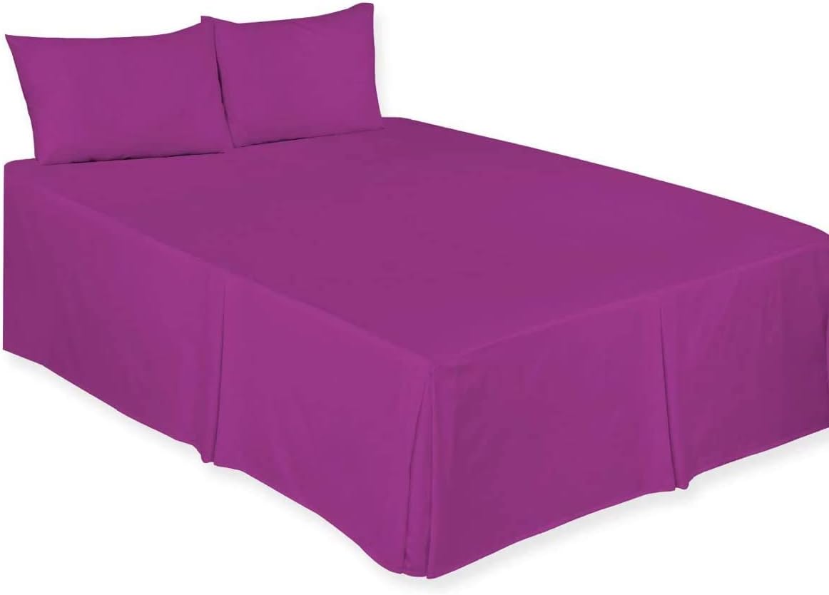 Starhomeware Plain Dyed Poly Cotton Platform Base Valance Bed Sheet Box Pleated Double Plum