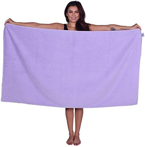 La Calla Turkish Beach Towel - Oversized 35 Inches by 60 Inches Bath Towels - 100% Terry Velour Cotton - Multipurpose Use for Beach Bath and Spa - Eco Friendly Material (Lavender, 1)