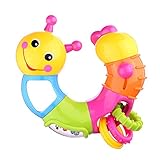 Coolecool Lovely Worm Rattle Toys Baby Toys 6 to 12 Months with Rotary Head, Holding Rings, Colorful Beads, Small Mirror and Twisting Game (Multicolored)