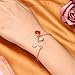 MUZHE Charm 3D Red Rose Flower Bracelet, Romantic Rose Gift for Women, Beauty and The Beast Rose Jewelry, Gardeners Bracelet (Rose Gold Bracelet)