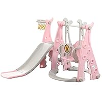 Bieay Toddler Slides and Climbers, 3 in 1 Climber Slide Playset with Basketball Hoop, Plastic Play Slide Climbing Ride for Kids Ages 2 and up, Kids Slide for Both Indoors Outdoor Use (Pink)