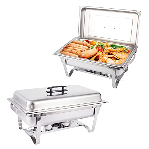 Chafing Dish 2 Pack 9 QT Stainless Steel, Full Size Chafing Dish Buffet