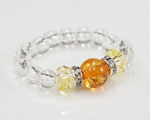 Amazon シトリン 合成琥珀 水晶 リング パワーストーンアクセサリー 天然石 指輪 健康 開運 金運 リング 通販