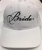 BRIDE Wedding Baseball Cap White Hat with Black Embroidery 100% Cotton