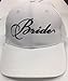 BRIDE Wedding Baseball Cap White Hat with Black Embroidery 100% Cotton