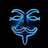 Emazing Lights Halloween Costume Light Up Guy Fawkes Mask, Blue