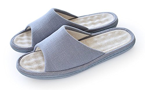 Men's Slip On Slippers Non-slip Open Toe Sandal COTTON&LINEN Mules Moisture Wicking Flax Shoes