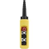 4 Directions Hoist Push Button Switch, 4 Buttons Crane Lifting Pendant Controller with Emergency Stop Button for Hoist and Crane