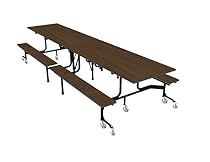 Palmer Hamilton 63T11293012-KMWB Model 63T Mobile Folding Table with Bench, Torsion Lift, Black Frame, 29'' Height, 30'' Width, 144'' Length, Montana Walnut, Black Trim