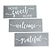 Welcome, Home Sweet Home, Grateful Calligraphy Stencilling Set - Country Farmhouse Word Stencils – Set of 3 Reusable Sign Stencils – Easy Rustic DIY Décor