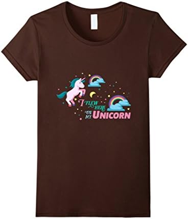 Women's I Flew Here On My Unicorn T-shirt Unicorn Mylittlepony Large Brown