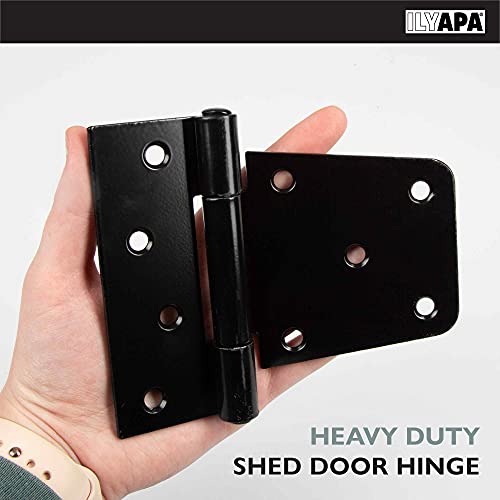 Ilyapa Heavy Duty Shed Door Hinges, 6 Pack Black Square Hinges for