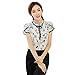 Soly Tech Women Retro Floral Print Chiffon Blouse Ruffled Collar Work Shirt Tops