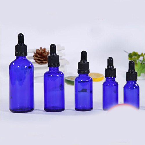 Aland Essential Oil Bottle,Empty Amber Bottle Glass Essential Oil Liquid Aromatherapy+Dropper Cap Tool Blue 15ml