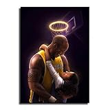kobe bryant and gigi poster Picture Canvas Wall Art Bedroom Basketball Player Sports Painting Print (No frame,24x36inch)