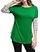 Allegra K Women's 3/4 Sleeves Striped Panel Dolphin Hem Tunic Top Green M